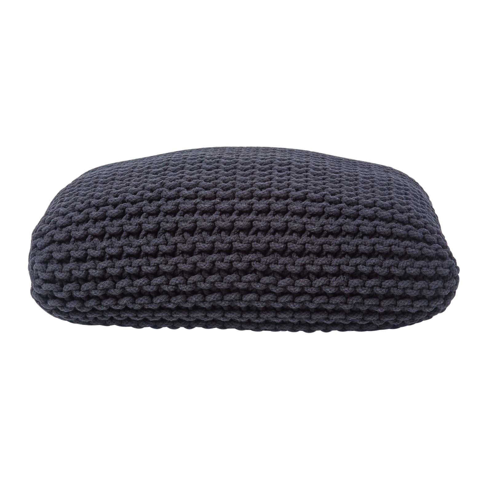 Homescapes Strick-Pouf Schwarz 70x20x70 cm