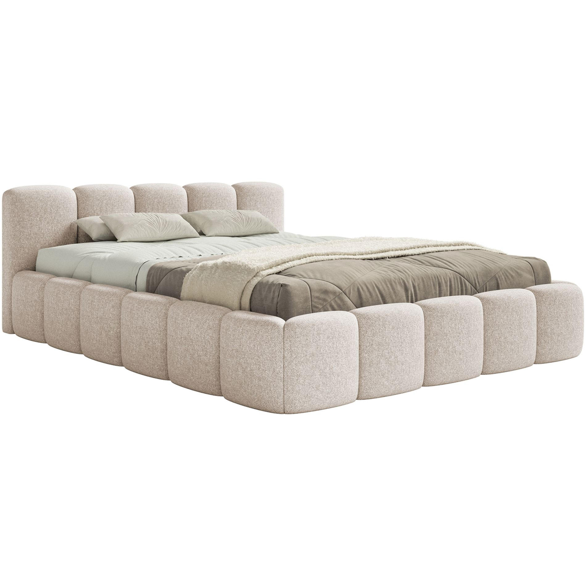POLSTERBETT Cloudy Low Hellbeige Chenillebezug 140x200 - Ecru, Textil (140/200cm) - Selsey