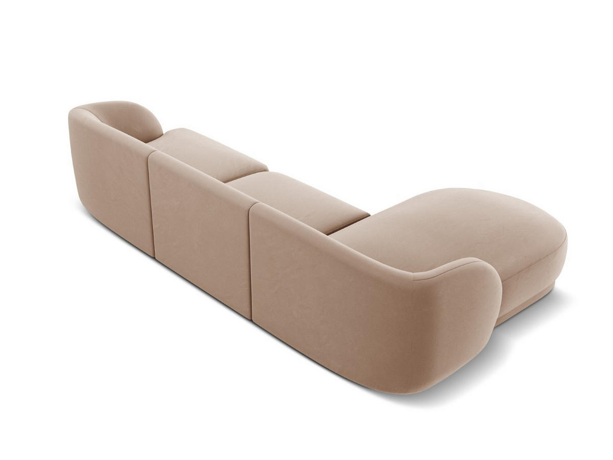 ECKSOFA links Miley aus Samt cappuccino 4 Sitzplätze - Cappuccino, Textil (156/255cm) - Micadoni
