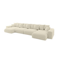 WOHNLANDSCHAFT mit Schlaffunktion ESKAR-U2-464x176x72cm Beige - Creme/Haselnussfarben, Holzwerkstoff/Kunststoff (176/72/464cm) - ALTDECOR