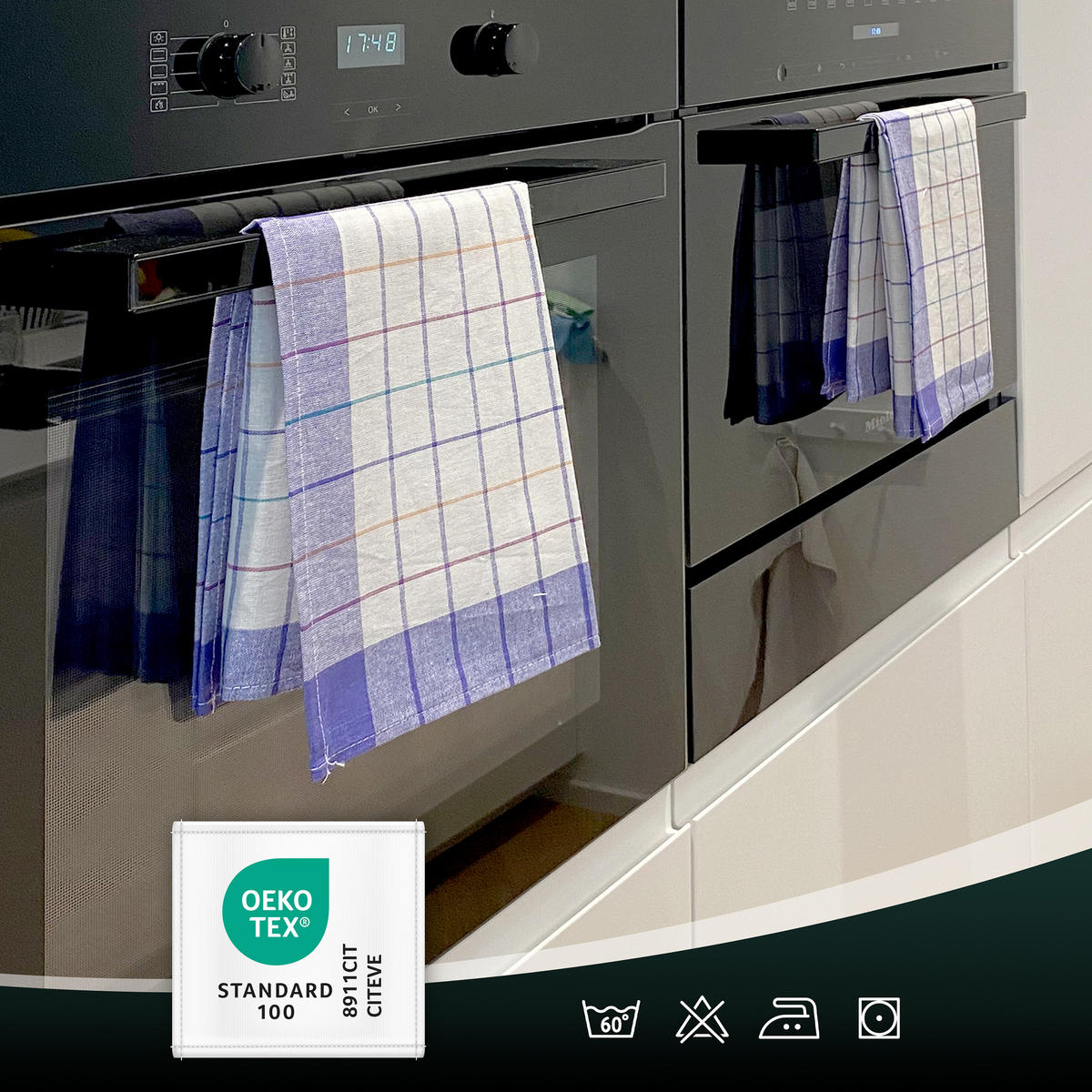 GESCHIRRTÜCHER, 5er-Set, 50x70 cm, 100% Baumwolle, farblich sortiert - Blau, Textil (50/70cm) - Zollner