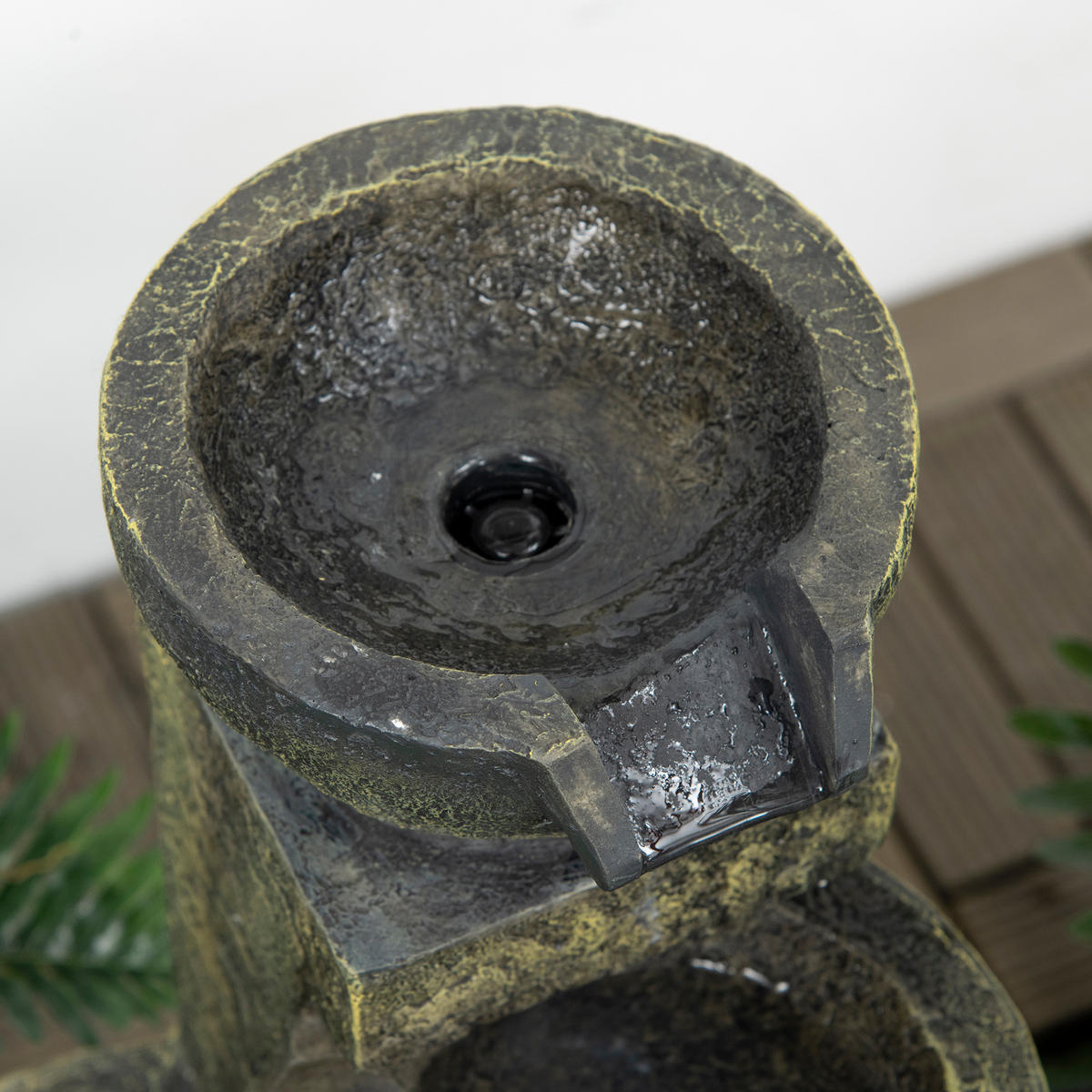 GARTENBRUNNEN 4 Stufen Kunstharz - Schwarz, Kunststoff (24/25/60cm) - Fortuna Lai