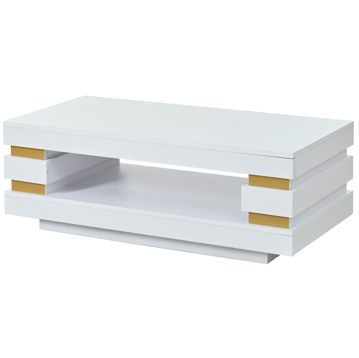 COUCHTISCH aus Spanplatte 100x50x35 cm in Weiß mit LED-Beleuchtung - Weiß, Holzwerkstoff (100/50/35cm) - Modfu