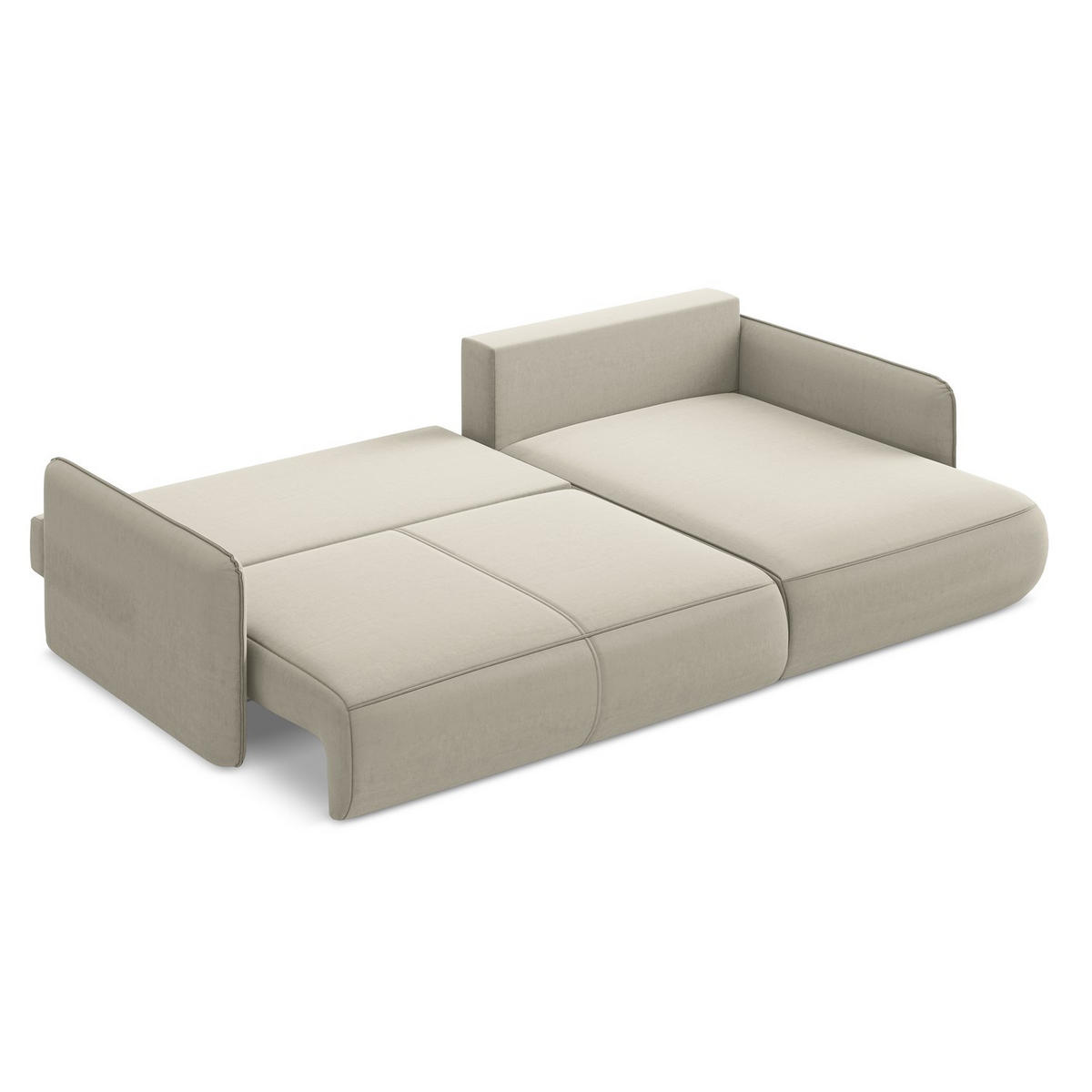 ECKSOFA mit Schlaffunktion Samt Stoff Creme - Perlmutt/Creme, Kunststoff/Textil (240/148cm) - LaMiaSofa