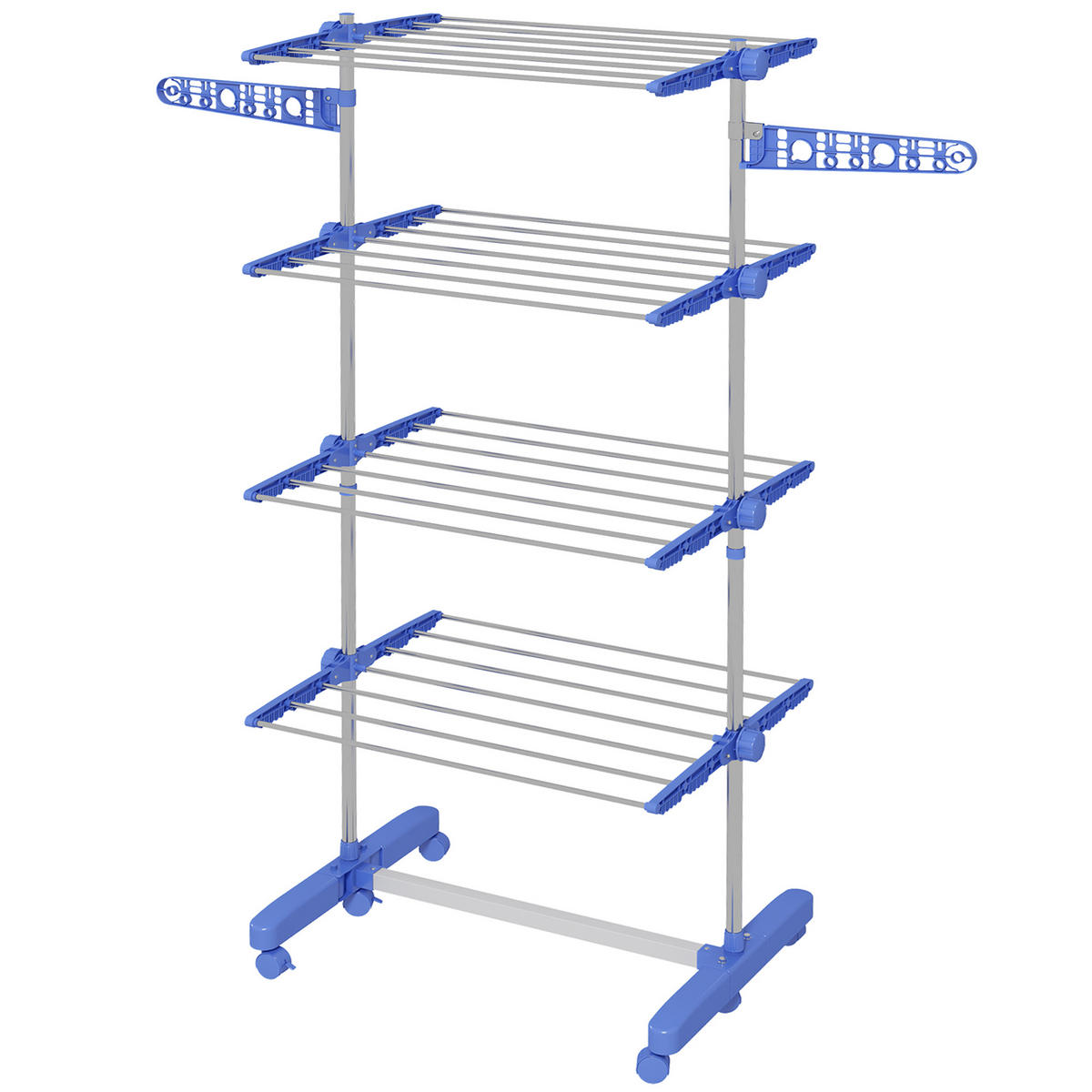 WÄSCHESTÄNDER DE-09794 5 Ebenen, klappbar mit 6 Rollen Blau+Silber - Blau, Metall (142/172/55cm) - ComfortXL
