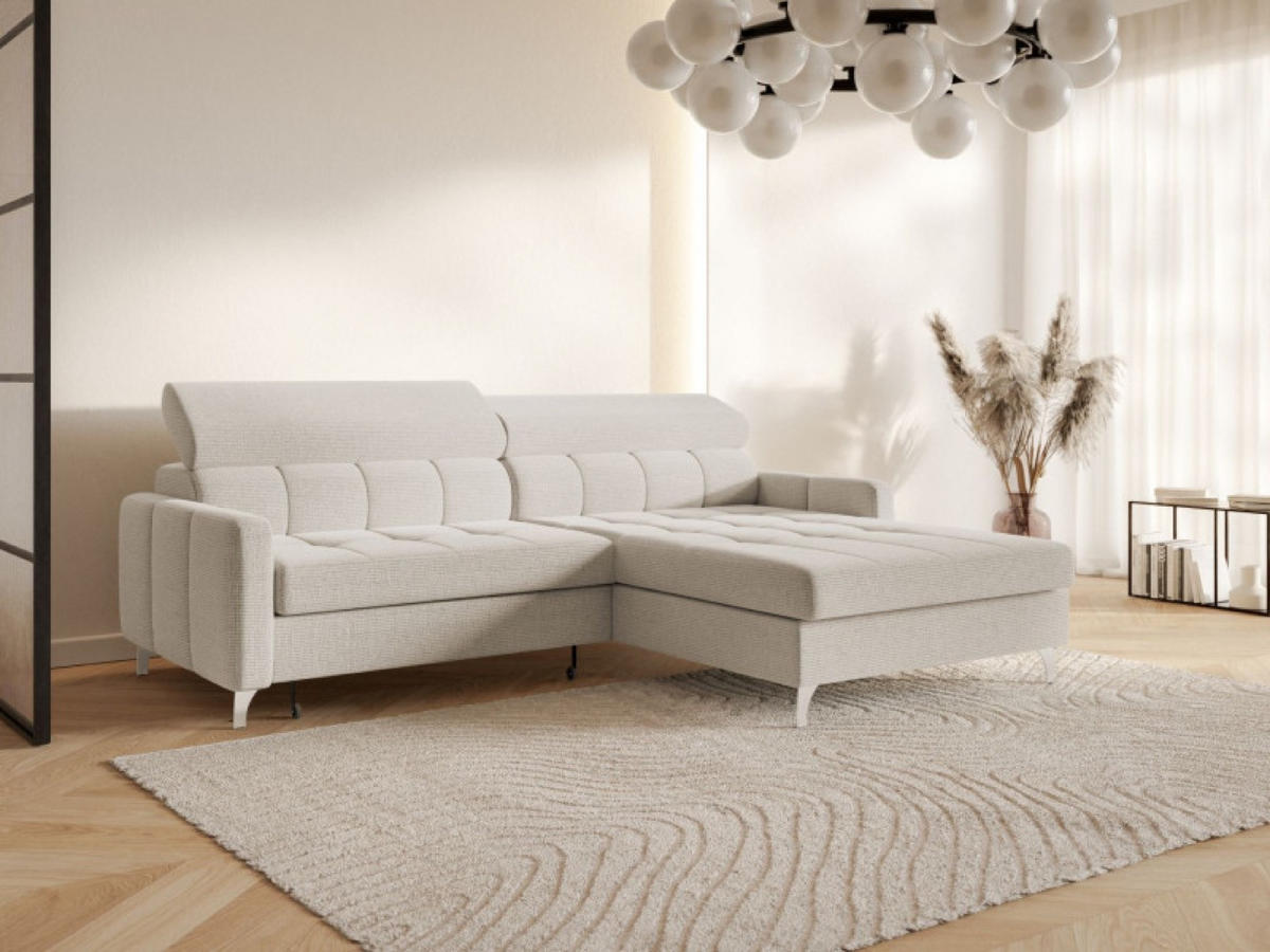 ECKSOFA Hellgrau BAMBINO Mit Verstellbaren Kopfstützen Rechts - Hellgrau/Grau, Textil (174/223cm) - Sepro Meble