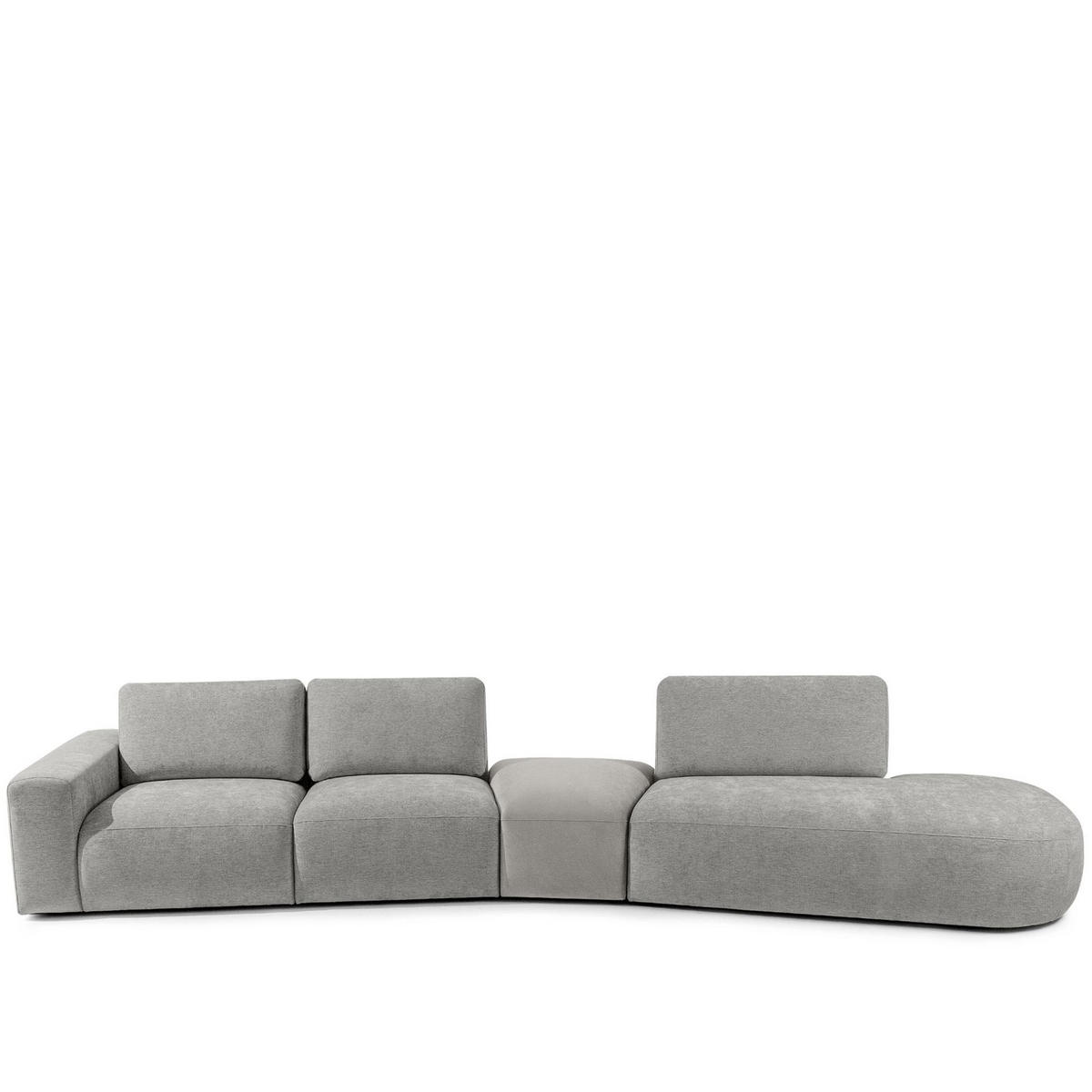 5-SITZER ECKSOFA ZUCCO Chenille rechts, Hellgrau - Hellgrau, Textil (430/84/105cm) - KONSIMO®
