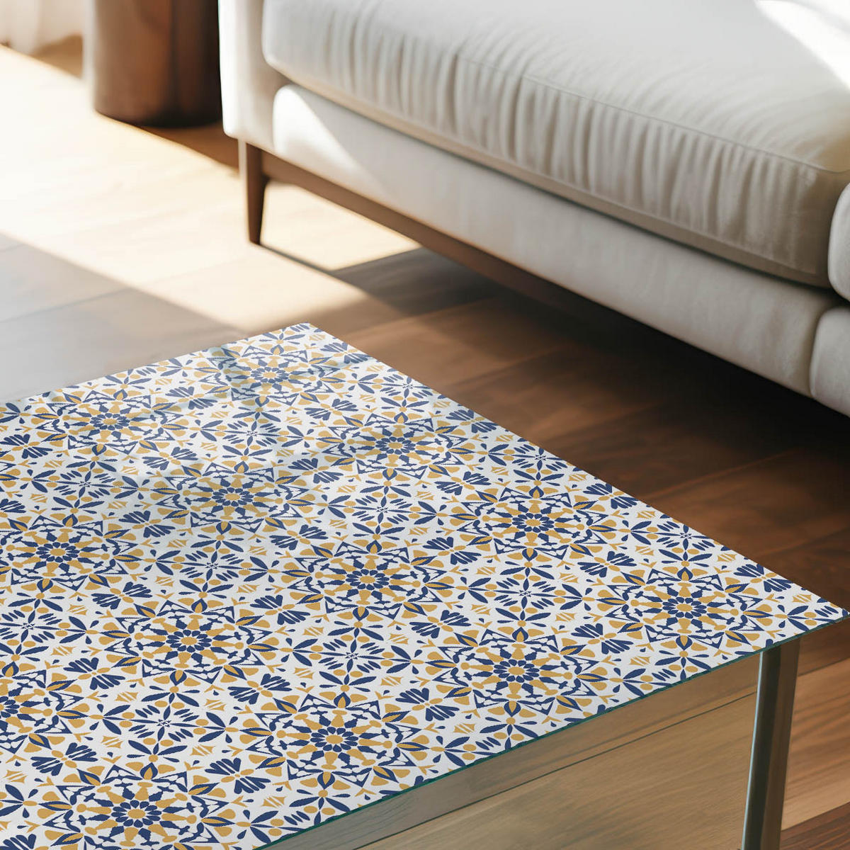 GLASPLATTE 80x60 cm – Orientalischer Schmuck - Gelb, Glas (0.4/80/60cm) - ArtPrintCave