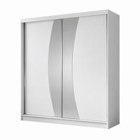 KLEIDERSCHRANK Nox 200 cm Weiß Spiegel 2 Schubladen Griffe silber - Weiß, Holzwerkstoff (200/216/61cm) - KS Home Concept