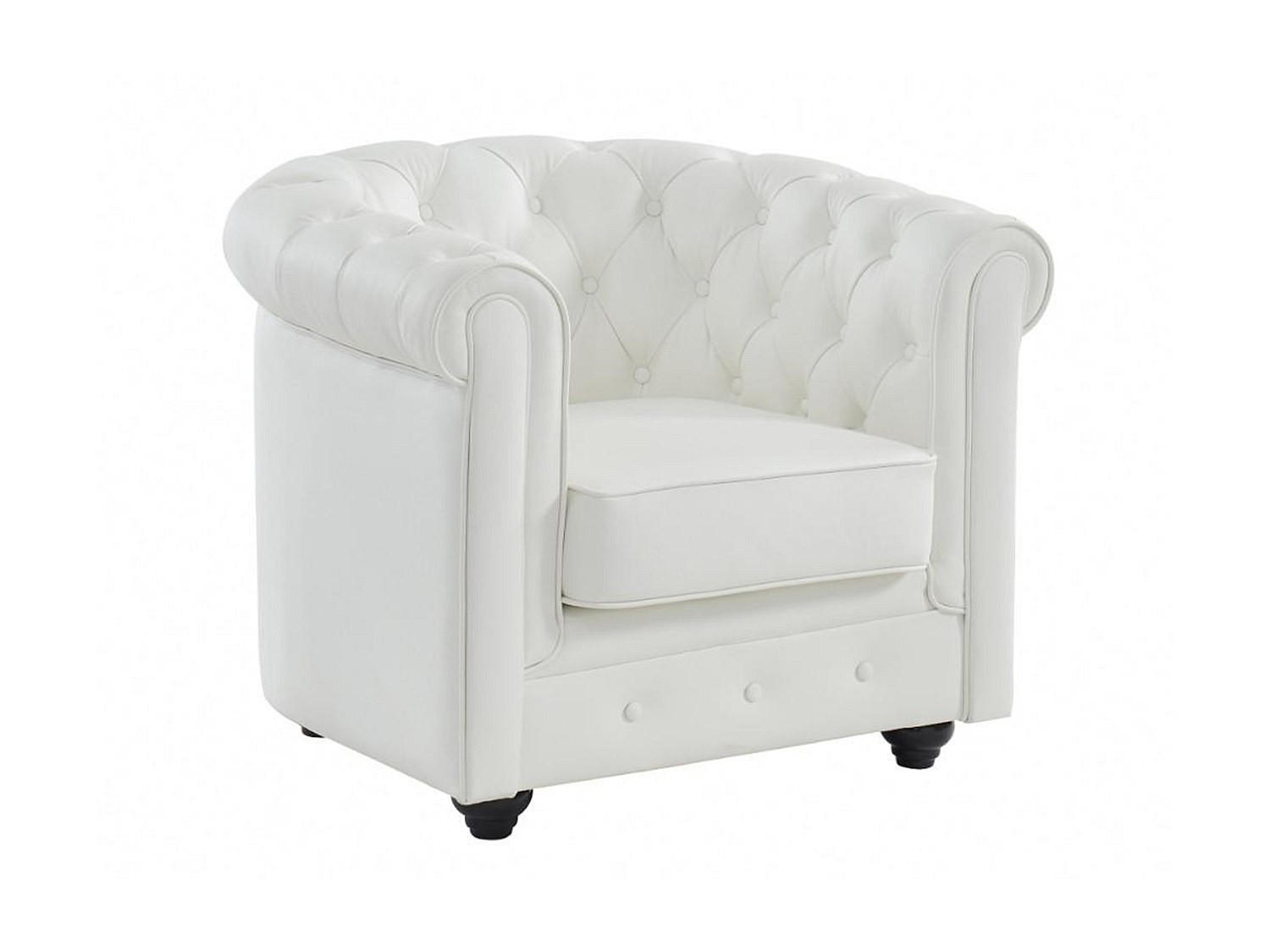 LEDERSESSEL - Büffelleder - Weiß - CHESTERFIELD - Weiß, Leder (78/72/82cm) - Vente-Unique