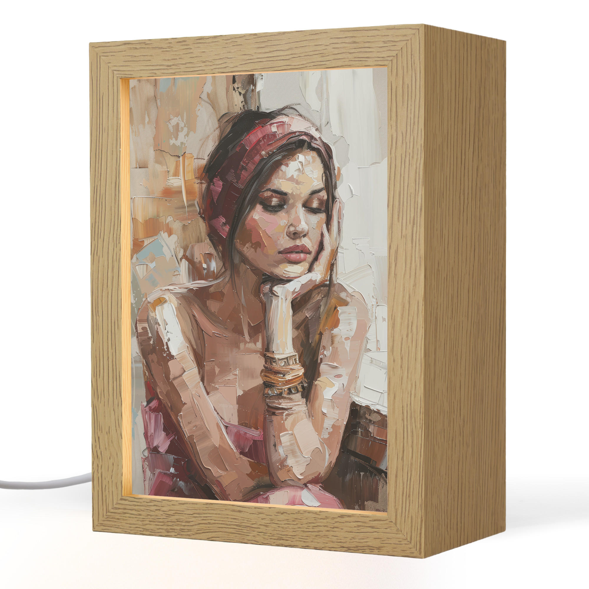 OnlyWow STOLNÍ LAMPA Žena - vzhled malby - portrét - moderní 15x20 cm