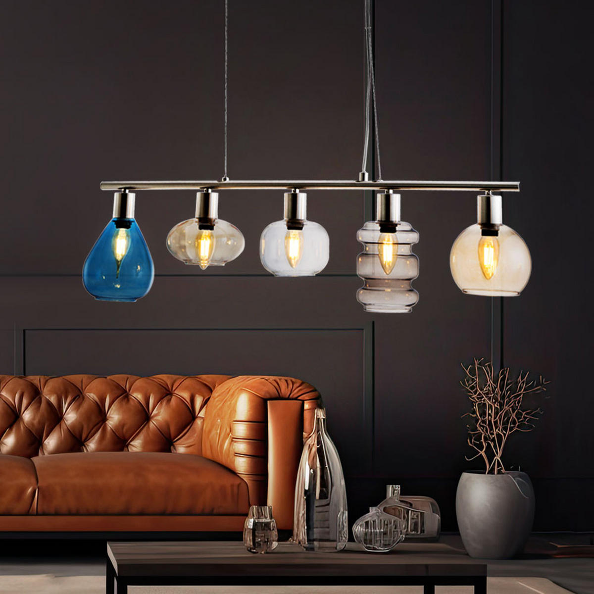 HÄNGELEUCHTE Pesaro Silber Bunt - Multicolor, Glas (13/80/150cm) - Nowa