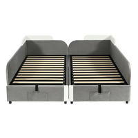 STAURRAUMBETT 90/200 cm als 2er-Set DE-02273, in Grau, mit Hydraulik und weichem Zaun - Grau, Holzwerkstoff (90/200cm) - ComfortXL
