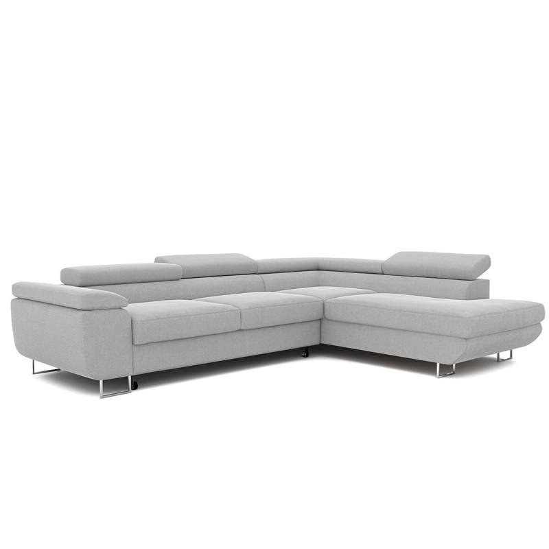 ECKSOFA ANTON mit Schlaffunktion und Bettkasten Hellgrau - Hellgrau, Holzwerkstoff/Kunststoff (274/203cm) - Idohome