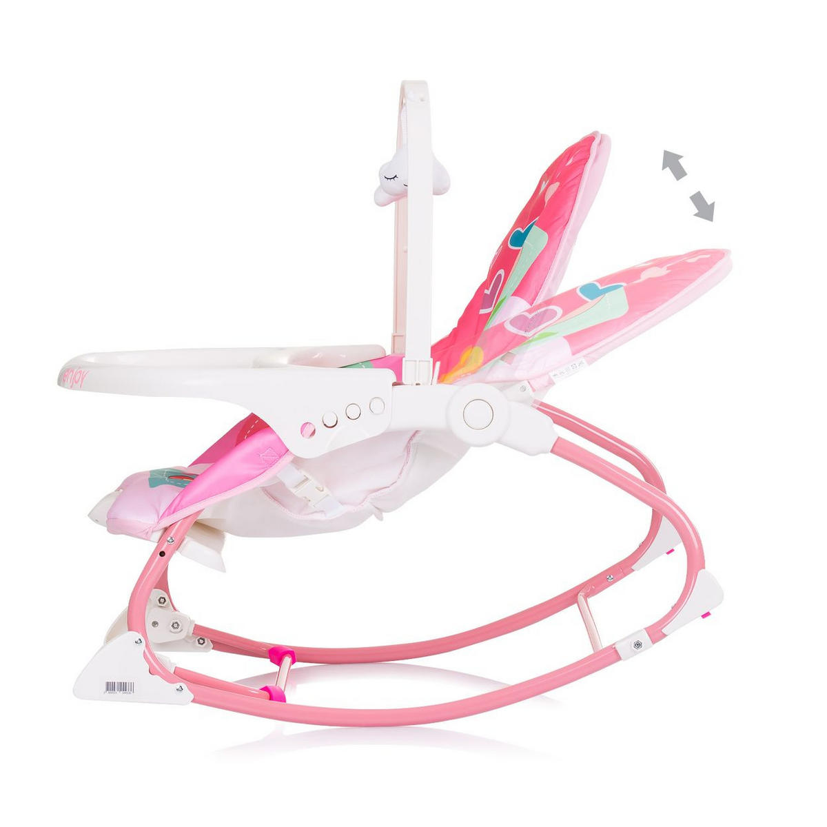 BABYWIPPE Enjoy rosa Schaukelfunktion, Musikfunktion, Vibration, 3-Punkt-Gurt, Spielbogen - Rosa, Metall - Chipolino