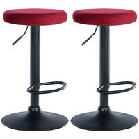 BARHOCKER 2er Set Pontius Samt schwarz rot - Rot/Schwarz, Textil/Metall (38.5/81/38.5cm) - TPFLiving
