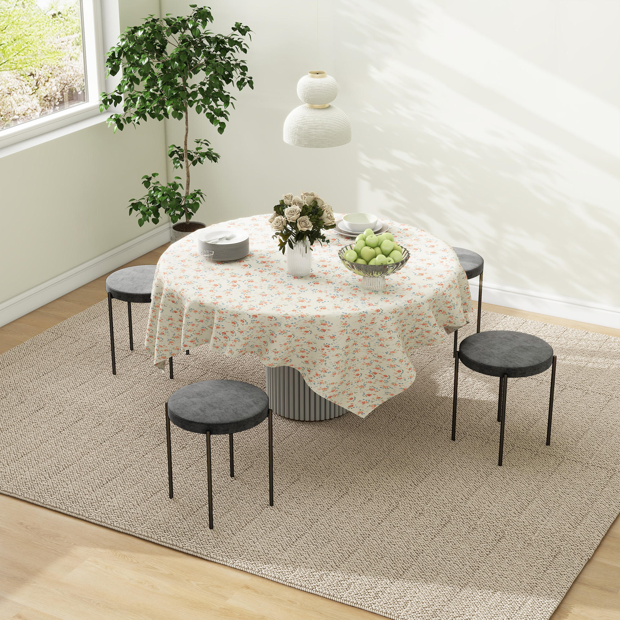 4ER-SET Esszimmerhocker Esszimmerstühle Küchenstuhl modern Polyester Metall Grau - Grau, Kunststoff/Metall (41.5/46/41.5cm) - HOMCOM