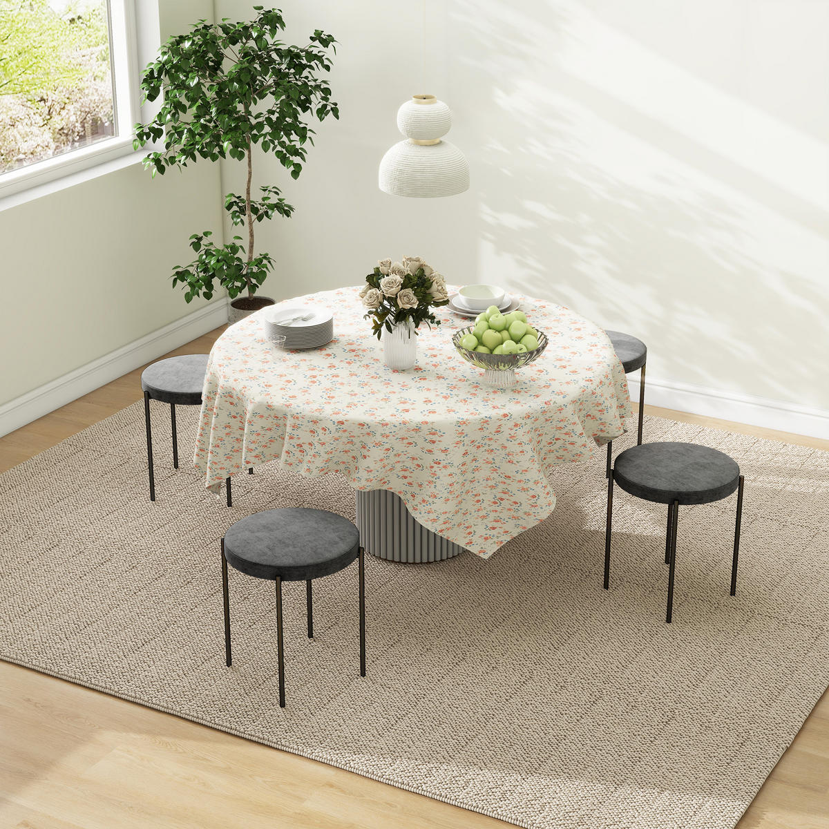 4ER-SET Esszimmerhocker Esszimmerstühle Küchenstuhl modern Polyester Metall Grau - Grau, Kunststoff/Metall (41.5/46/41.5cm) - HOMCOM