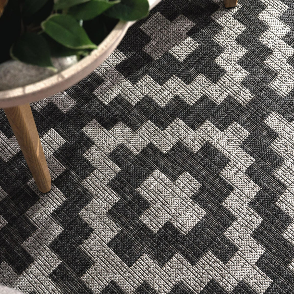 TEPPICH Kurzflor Rauten Wohnzimmer schmutzabweisend Grau Rechteckig 160x220 - Grau, Textil (160/220cm) - KADIMA DESIGN