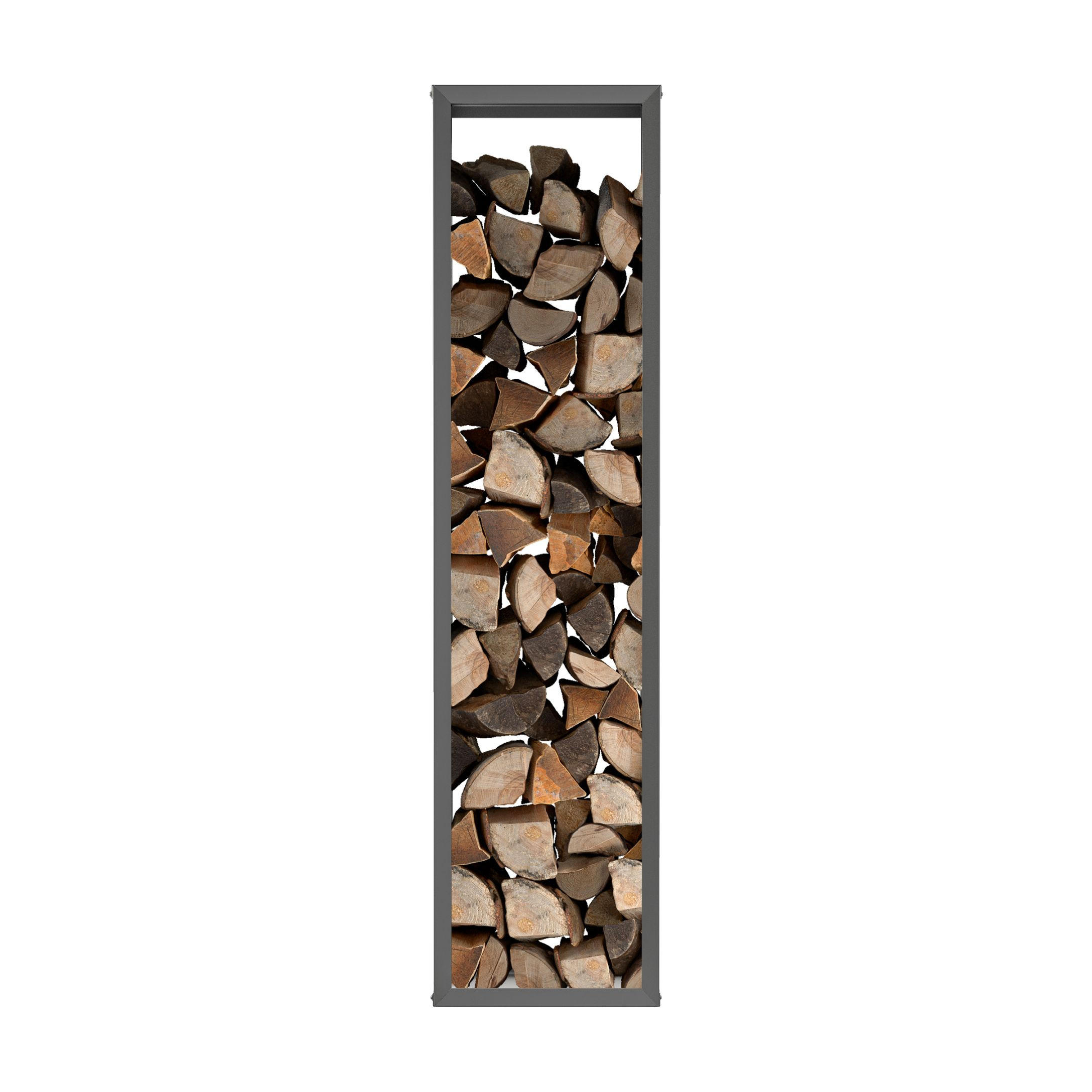 BRENNHOLZREGAL Wooker high Kaminholzregal Holzlagersystem Schwarz 49 x 199 cm - Schwarz, Metall (49/199/199cm) - Alberts