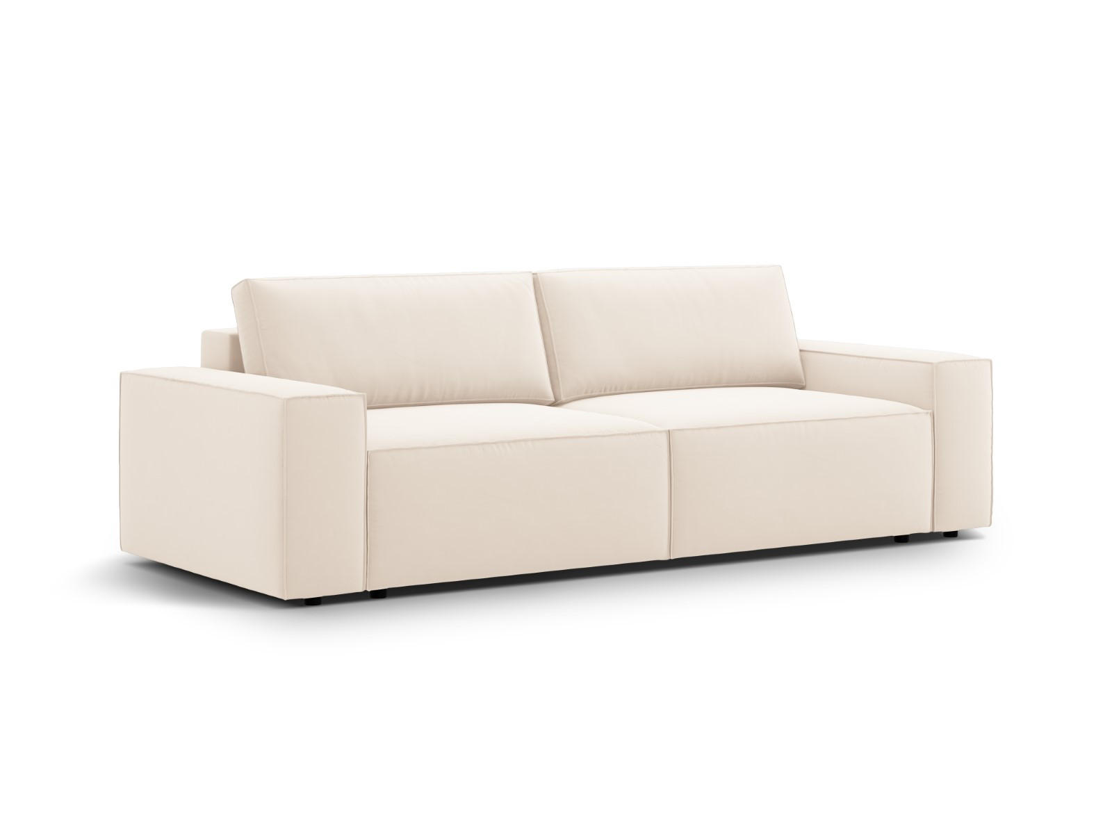 SOFA ausklappbar mit Bettkasten Jodie aus Samt leichtes beige 3 Sitzplätze - Creme, Textil (107/86/247cm) - Micadoni