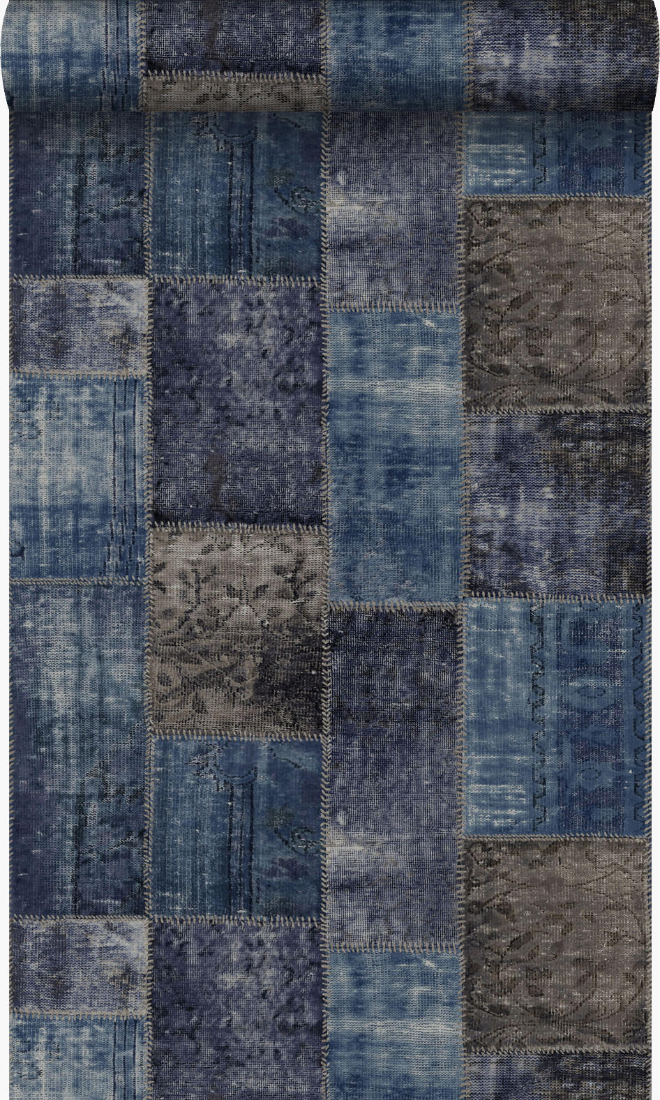 TAPETE Kelim-Patchwork 53 cm x 10.05 m - Blau, Papier (53/1000cm) - Origin Wallcoverings