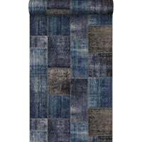 TAPETE Kelim-Patchwork 53 cm x 10.05 m - Blau, Papier (53/1000cm) - Origin Wallcoverings