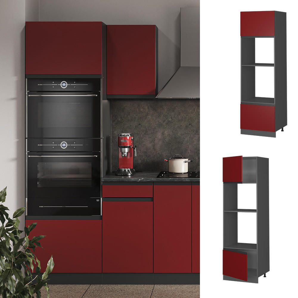 MIKROWELLENSCHRANK R-Line Rot 60 cm J-Shape - Anthrazit/Rot, Holzwerkstoff (60/206.8/57.2cm) - Vicco