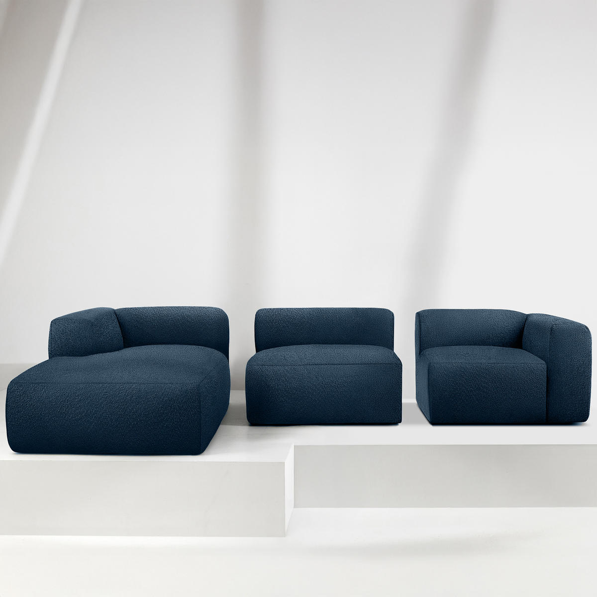 ECKSOFA LINKS BUFFO, Marineblau - Dunkelblau, Holz/Holzwerkstoff (285/176cm) - KONSIMO®