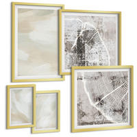 BILDER SET 5er Set - 50x50 cm & 20x30 cm & 40x60 cm Goldrahmen - Minimalismus der Farbstruktur - Goldfarben, Kunststoff (40/60cm) - TULUP