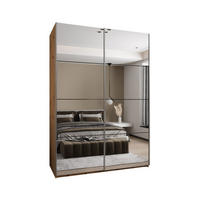 SCHWEBETÜRENSCHRANK 245,5/180/64 2-türig - Silberfarben/Schwarz, Holz/Metall (180/245/64cm) - Abiks Möbel