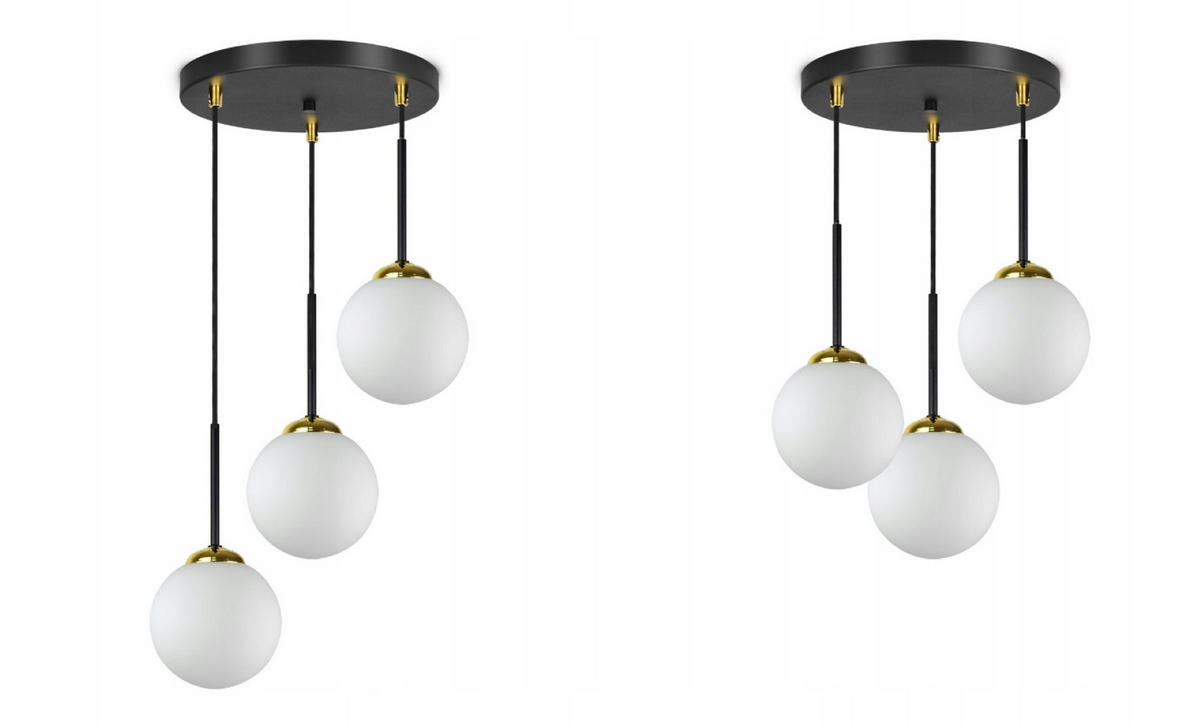 PENDELLEUCHTE Milano Glas - Goldfarben/Schwarz, Glas/Metall (35/35/90cm) - kiki design