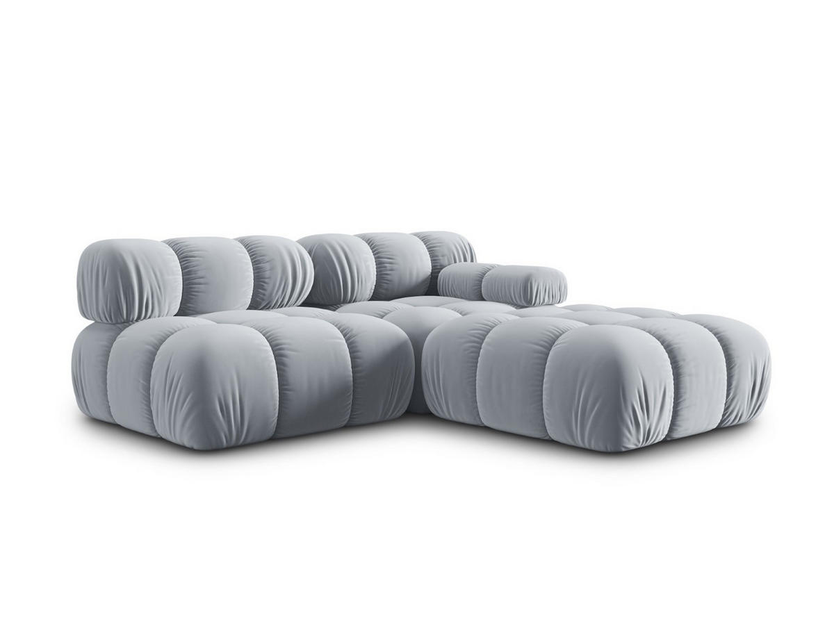 MODULARES-SOFA links Bellis aus Samt hellblau 4 Sitzplätze - Hellblau, Textil (94/63/282cm) - Micadoni