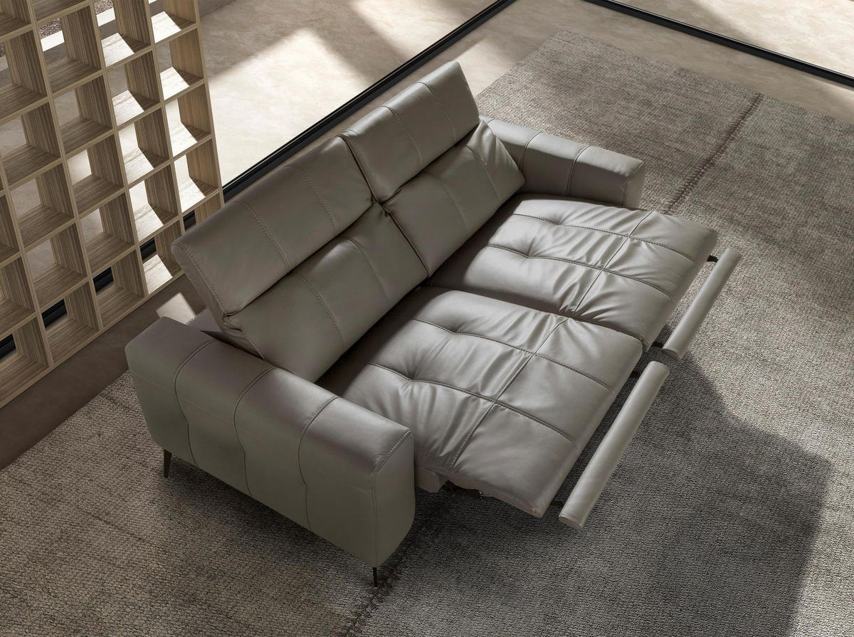SOFA Klassisch Grau Schwarz 176/110/98 cm - Grau, Leder/Metall (176/98/110cm) - ANGEL CERDA