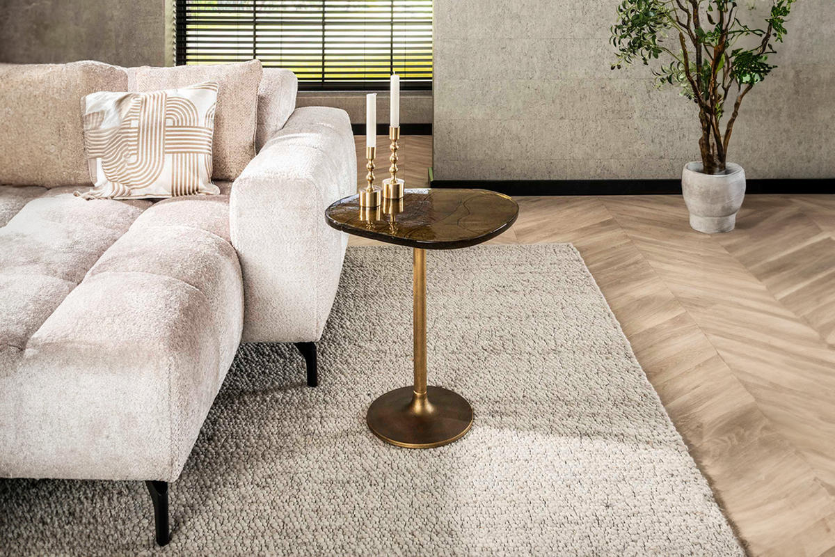 BEISTELLTISCH DARI Gold Glas - Goldfarben, Glas/Metall (50/42/55cm) - KAWOLA