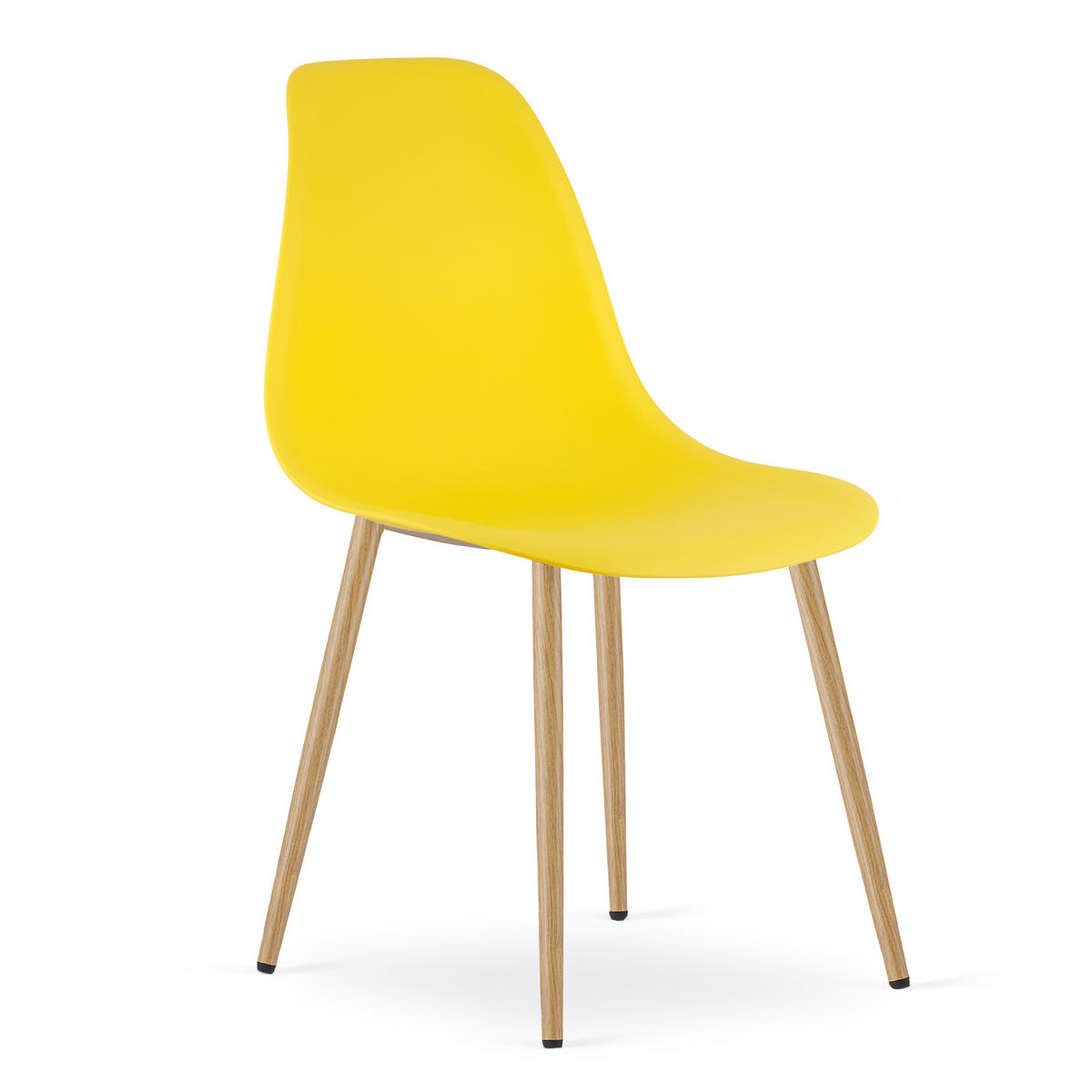 ESSZIMMERSTUHL 3-er Set KALEO gelber Sitz, natürliche Beine - Gelb/Naturfarben, Kunststoff (46/84/51cm) - Valora
