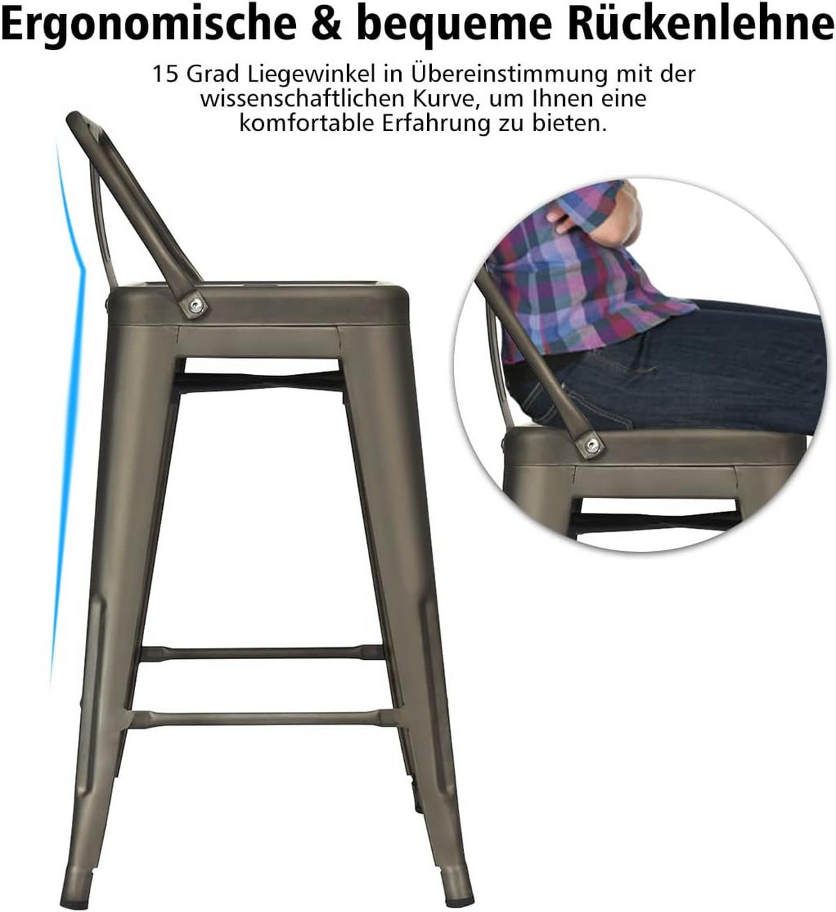 ESSZIMMERSTUHL Barstuhl Braun(4-teilig) - Braun, Metall (43/79/40cm) - COSTWAY