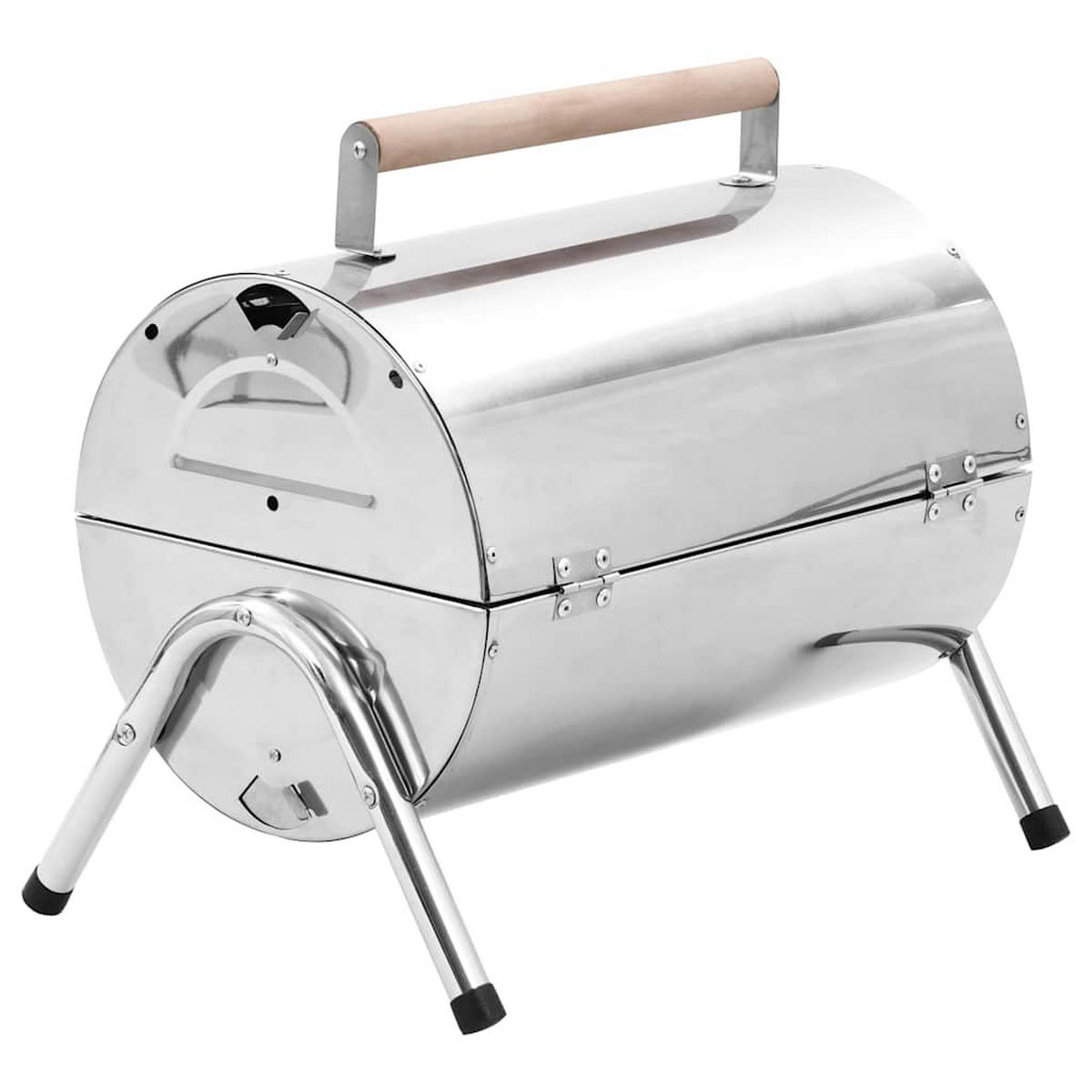 HOLZKOHLEGRILL Tragbarer Tischgrill Edelstahl Doppelrost - Silberfarben, Metall (30/36.8/42cm) - vidaXL
