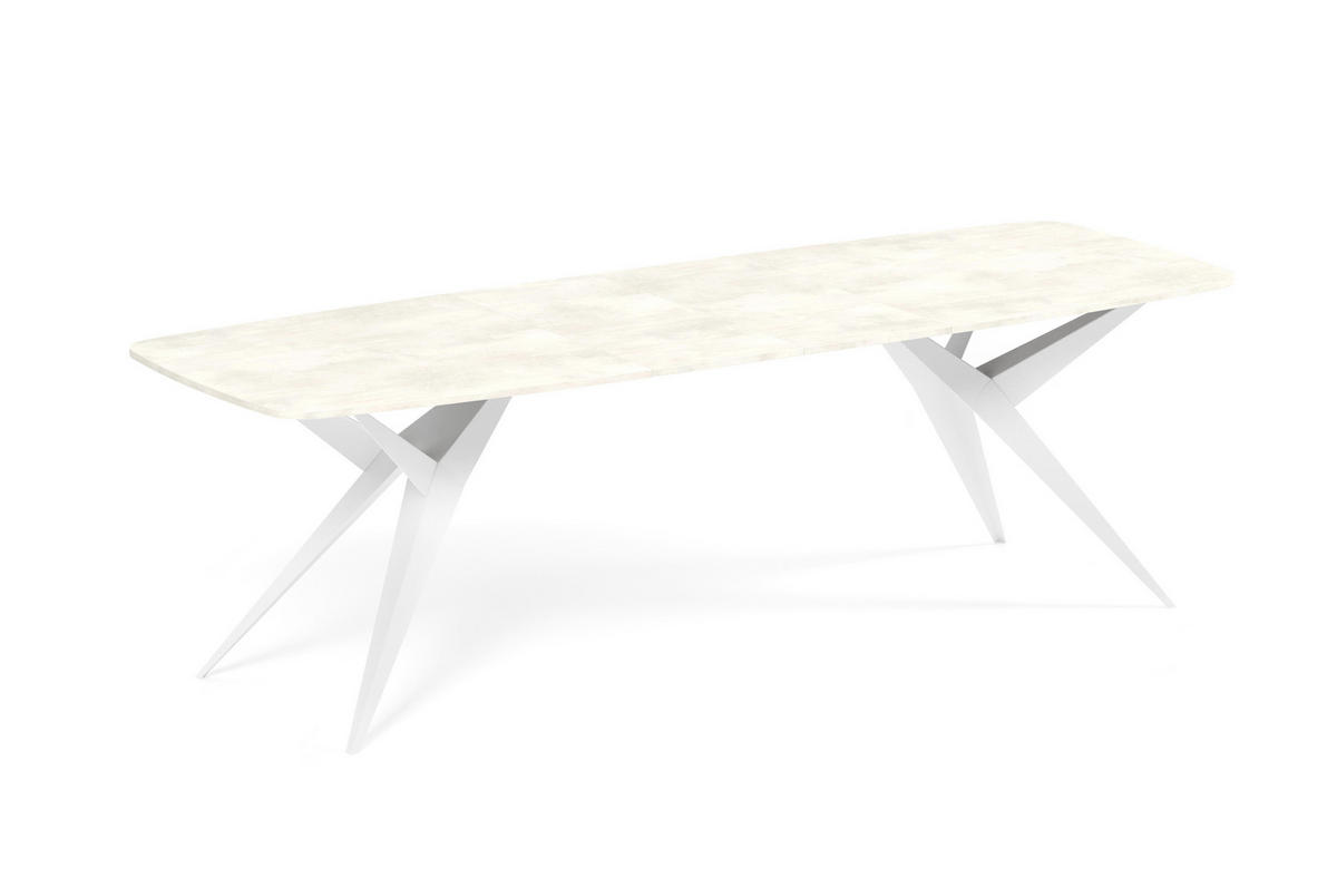 ESSTISCH AXIS - Creme/Weiß, Holzwerkstoff/Metall (90/180/76cm) - Meblini