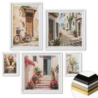 WANDBILDER 5er-Set - 50x50 cm & 20x30 cm & 40x60 cm Weißer Rahmen - Charmante Küstenstraßen - Weiß, Kunststoff (40/60cm) - ArtPrintCave