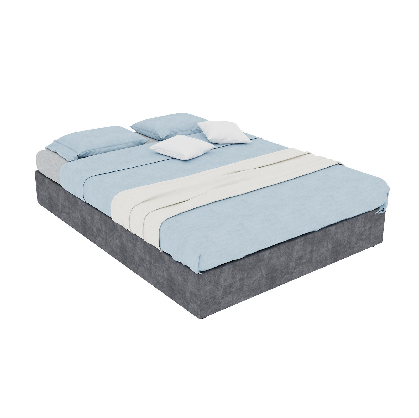 POSTEĽNÝ rám 140/200 cm sivý s plynovým zdvihom z látky a kovu - sivá, textil (140/200cm) - OKWISH