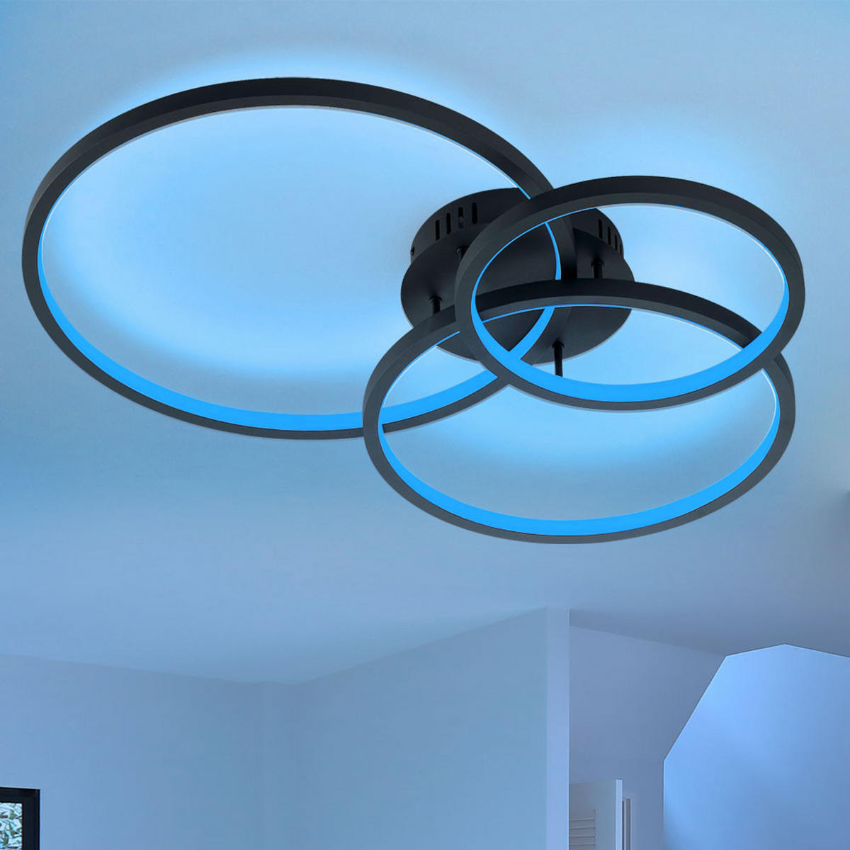 LED DECKENLEUCHTE Aaron Schwarz - Schwarz, Metall (79/64/10cm)