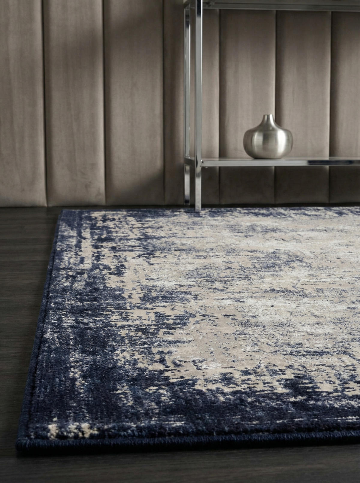 TEPPICH Velours abstrakt mit Bordüren TIBER-Rieti, Dunkelblau 200x290 cm - Blau, Textil (200/290cm) - KADIMA DESIGN