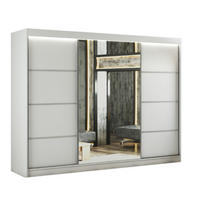 SCHWEBETÜRENSCHRANK Padwa 250 cm mit Spiegel 3-türig, weiß und weiße Front - Weiß, Glas/Kunststoff (250/215/61cm) - Margaret Hadas24