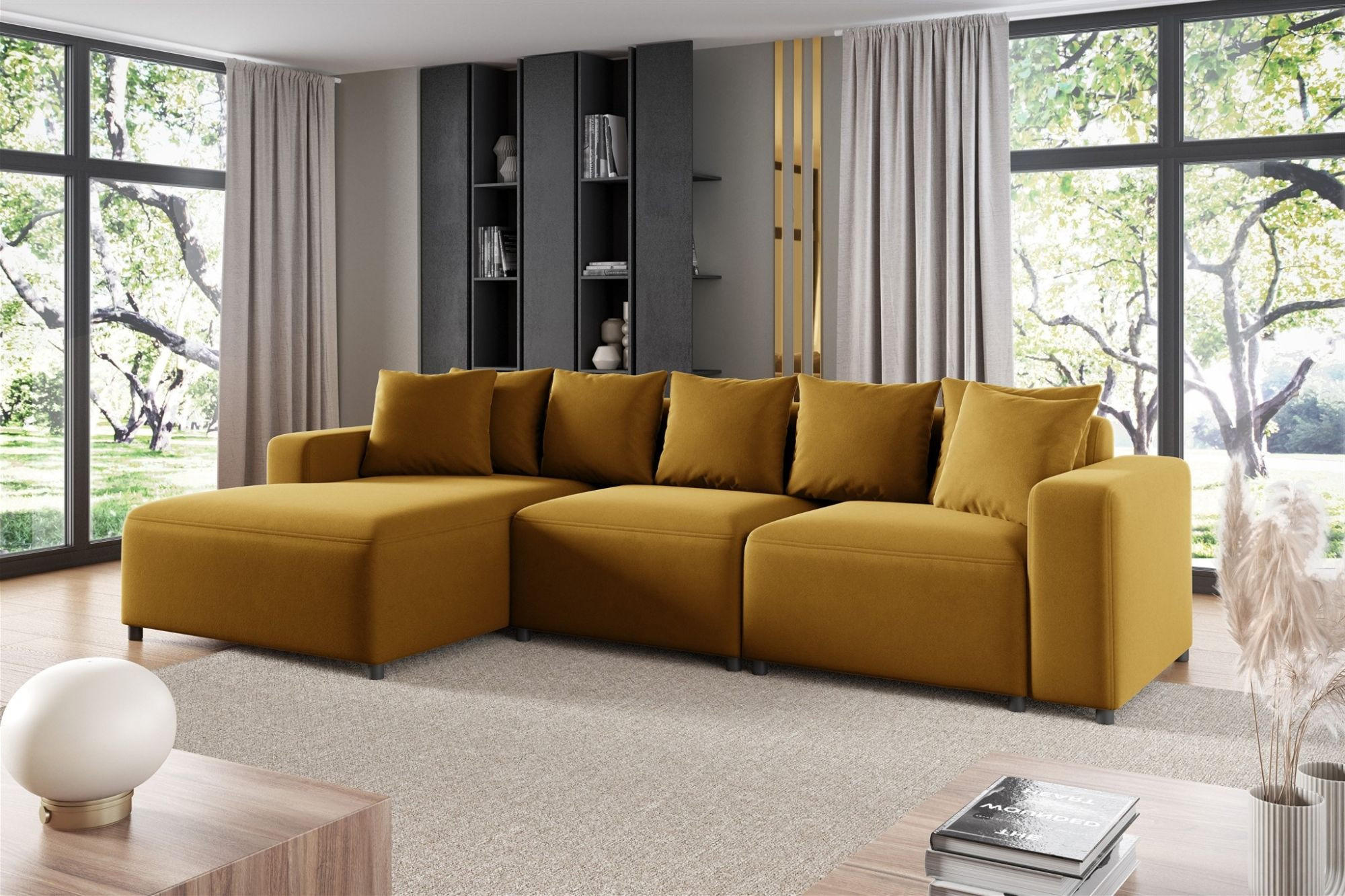 ECKSOFA Megan In Salvador - Honig, Holzwerkstoff/Textil (331/165cm) - Fun Möbel