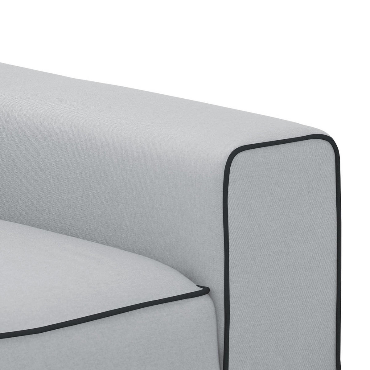 3-SITZER SOFA - Webstoff - Hellgrau/Schwarz, Textil/Metall (205/77/93cm) - home24