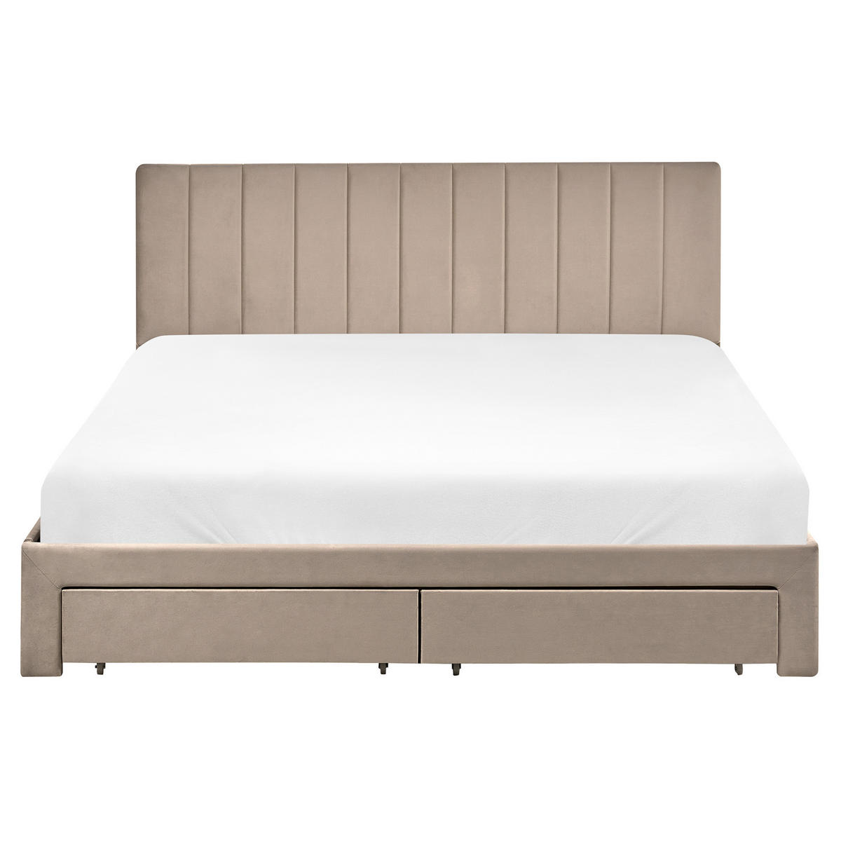 BETT mit Schubladen 160/200 cm Samtstoff Taupe Lonzac - Taupe, Textil (160/200cm) - Beliani
