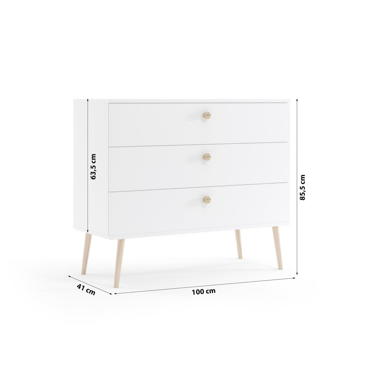 KOMMODE Schrank Kenure Weiß - Weiß, Holzwerkstoff (41/85/100cm) - Fedve