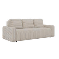 3-SITZER-SOFA NESSARO - Beige Cord - Beige/Schwarz, Kunststoff/Textil (243/92/90cm) - MKS