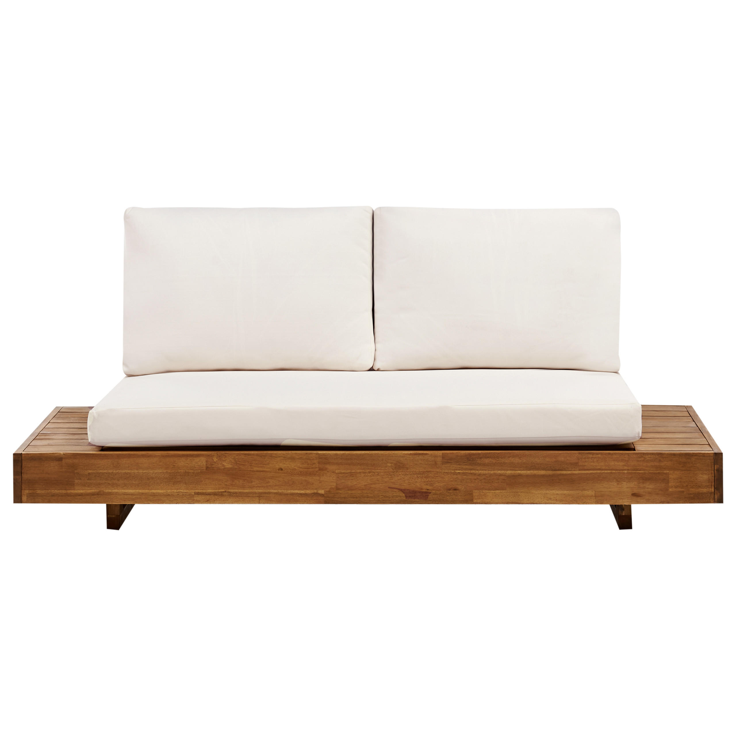LOUNGESOFA 2-Sitzer Heller Holzfarbton Marettimo - Hellbraun/Weiß, Holz (167/70/68cm) - Beliani
